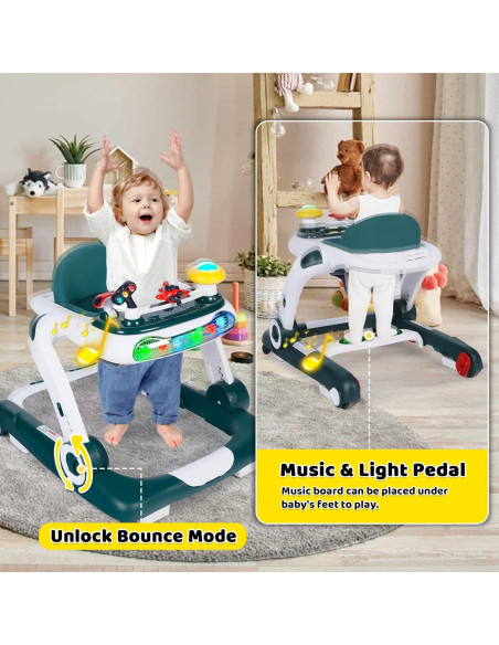 Andador Multifuncional TODEFULL Verde 6 en 1 con Altura Ajustable