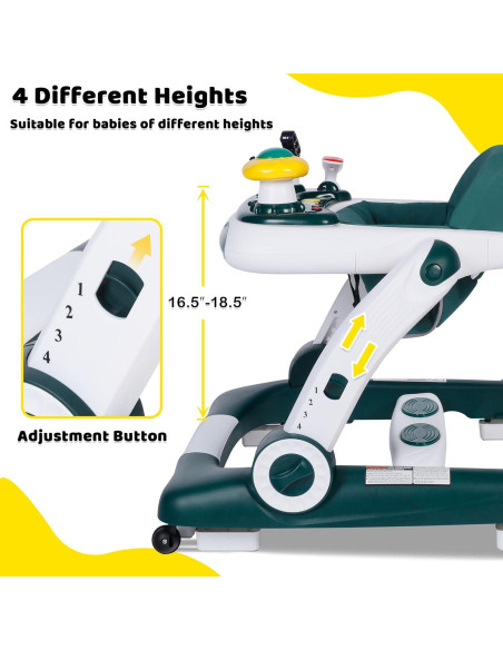 Andador Multifuncional TODEFULL Verde 6 en 1 con Altura Ajustable