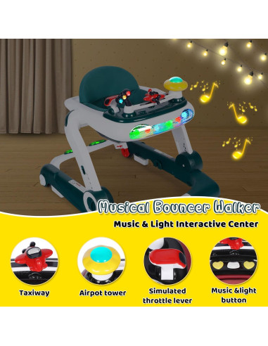 Andador Multifuncional TODEFULL Verde 6 en 1 con Altura Ajustable