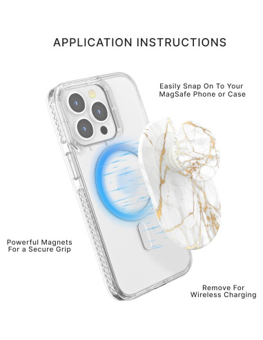 PopSockets Agarre para Teléfono MagSafe Oro Lutz - Soporte Inalámbrico