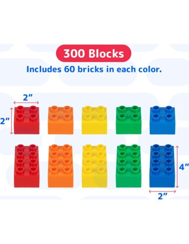 Bloques de Construcción Prextex 300 Piezas Jumbo Coloridos