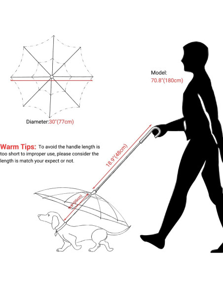 Paraguas para Perros Lesypet con Correa 31 cm y 71.9 cm