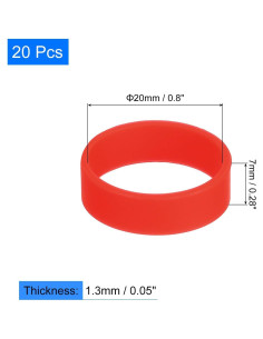Bandas de Goma de Silicona uxcell 20Pcs 20x7mm Rojas 2