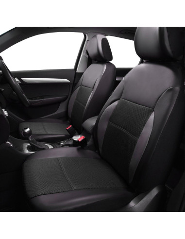 Cubiertas de Asiento de Coche CAR PASS - Cuero PU Negro para 2 Asientos Delanteros