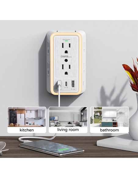 Cargador de Pared USB Super Electro SL-826SA-2A1C 9 en 1 Cargador de Pared USB Super Electro SL-826SA-2A1C 9 en 1