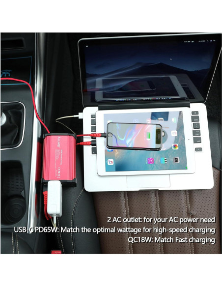 Inversor de Potencia ALLWEI 300W para Automóvil USB-C 65W