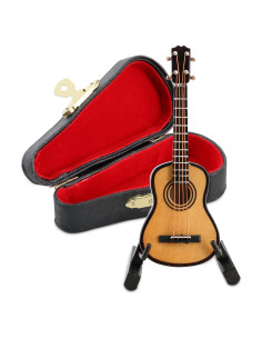 Guitarra Miniatura EASTROCK 8 cm Madera con Soporte y Estuche