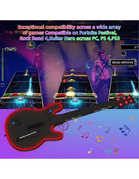 Controlador de guitarra inalámbrico Lyvix para PS3/PS4/PC Controlador de guitarra inalámbrico Lyvix para PS3/PS4/PC