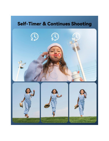 Cámara Digital Compacta ROQIOO Rosa 48MP Zoom 16X Niños