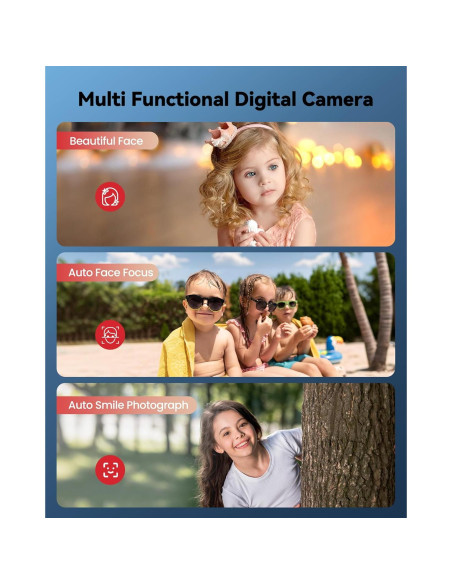 Cámara Digital Compacta ROQIOO Rosa 48MP Zoom 16X Niños