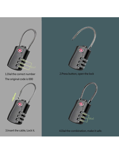 Candado TSA DUSLANG Negro para Equipaje y Mochilas