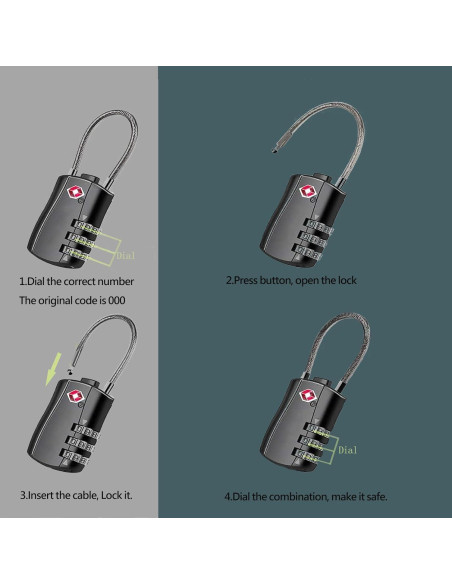 Candado TSA DUSLANG Negro para Equipaje y Mochilas