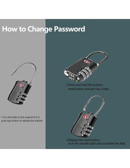 Candado TSA DUSLANG Negro para Equipaje y Mochilas