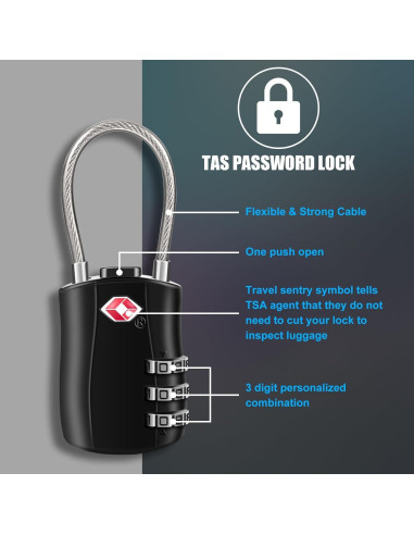 Candado TSA DUSLANG Negro para Equipaje y Mochilas