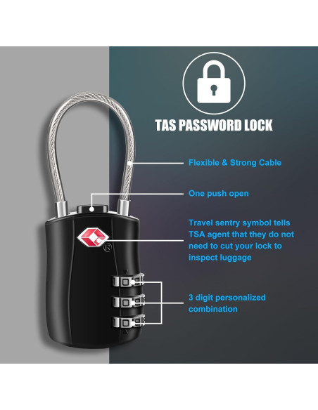 Candado TSA DUSLANG Negro para Equipaje y Mochilas