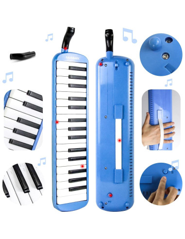 Melódica Profesional Eavnbaek 32 Teclas Azul con Accesorios