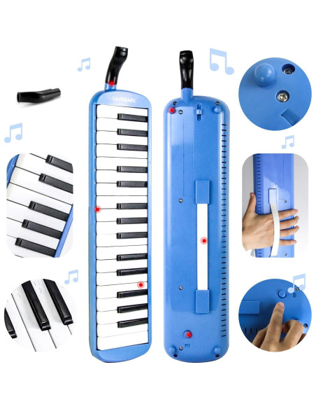 Melódica Profesional Eavnbaek 32 Teclas Azul con Accesorios