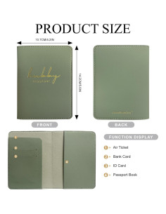 Cubierta de Pasaporte Mr&Mrs Verde Salvia con Logo Oro 2