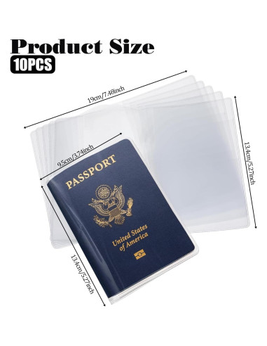 10 Fundas Protectores de Pasaporte Transparentes PVC FdcLixuvol