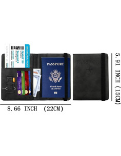 Juego de Etiquetas de Equipaje y Portapasaporte YLrank Negro 2