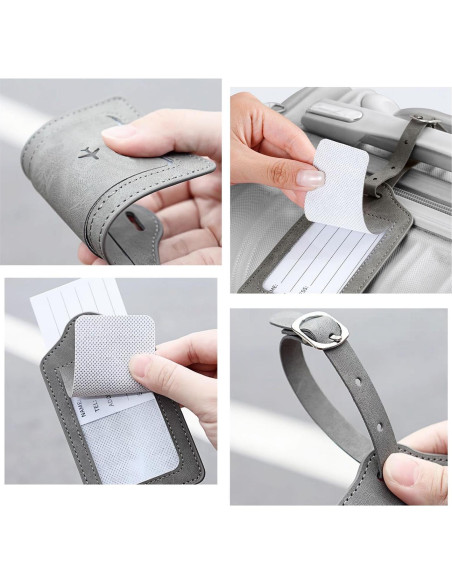 Juego de Etiquetas de Equipaje y Portapasaporte YLrank Negro