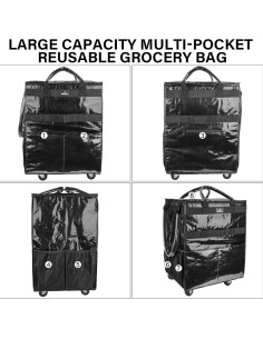 Bolsa de Compras Reutilizable con Ruedas Extra Grande Negra 2