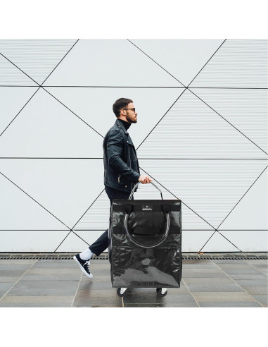 Bolsa de Compras Reutilizable con Ruedas Extra Grande Negra