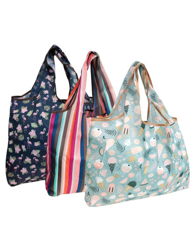 Bolsas de Compras Reutilizables Wrapables de Nylon - Juego de 3