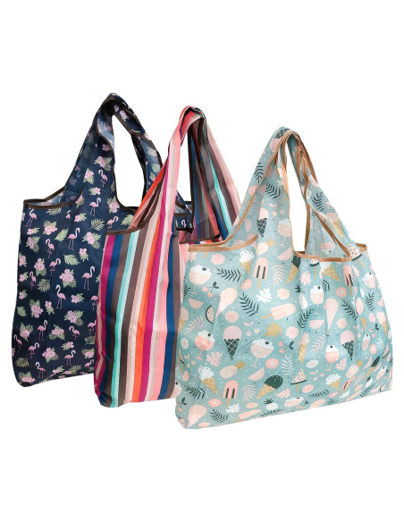 Bolsas de Compras Reutilizables Wrapables de Nylon - Juego de 3 Bolsas de Compras Reutilizables Wrapables de Nylon - Juego de 3