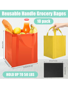 Paquete de 10 Bolsas de Compras Reutilizables Tivcck 24x31.5x38.1cm 2