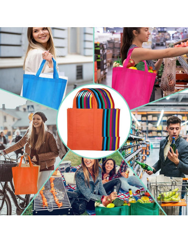 Paquete de 10 Bolsas de Compras Reutilizables Tivcck 24x31.5x38.1cm