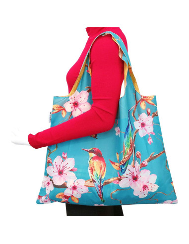 Bolsa Reutilizable Grande Wrapables con Bolsa Exterior - Flores de Cerezo