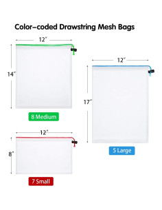 Bolsas Reutilizables Frienda 20 Piezas Malla Organizador 2