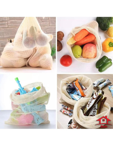 Set de 12 Bolsas Reutilizables BaLe de Algodón Orgánico