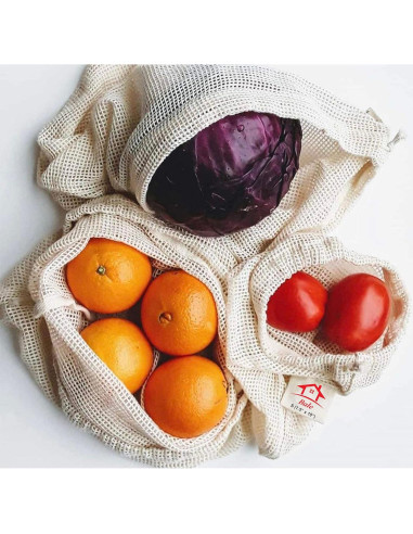 Set de 12 Bolsas Reutilizables BaLe de Algodón Orgánico