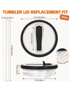 Tapa con Popote Flip TIZHJOZI para Vaso Stanley 30 oz - 2 Piezas 2