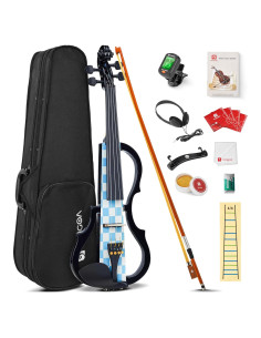 Vangoa Violín Eléctrico 4/4 Silencioso para Principiantes Azul