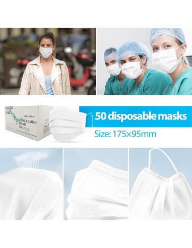 Mascarillas Médicas Desechables SkyPro 50PCS 3 Capas Hipoalergénicas