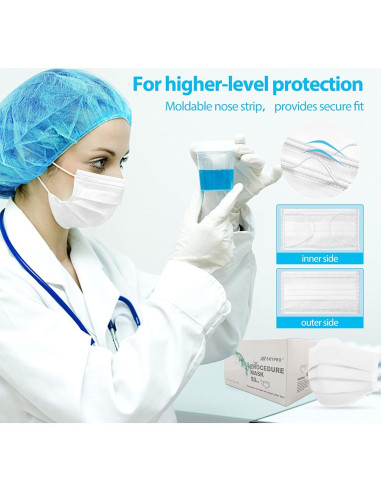 Mascarillas Médicas Desechables SkyPro 50PCS 3 Capas Hipoalergénicas