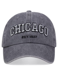 Gorra Vintage Chicago UMiCHOi Unisex Ajustable 3D Gris