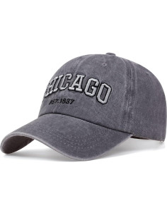 Gorra Vintage Chicago UMiCHOi Unisex Ajustable 3D Gris 2