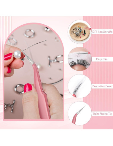 Juego de Pinzas de Precisión H&W Rosa 6PCS Acero Inoxidable