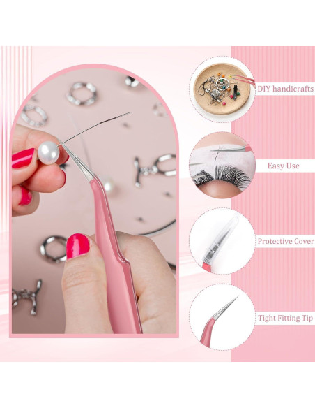 Juego de Pinzas de Precisión H&W Rosa 6PCS Acero Inoxidable