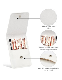 Kit de Pinzas de Cejas ACTROL Rosa Dorado 6 Piezas 2