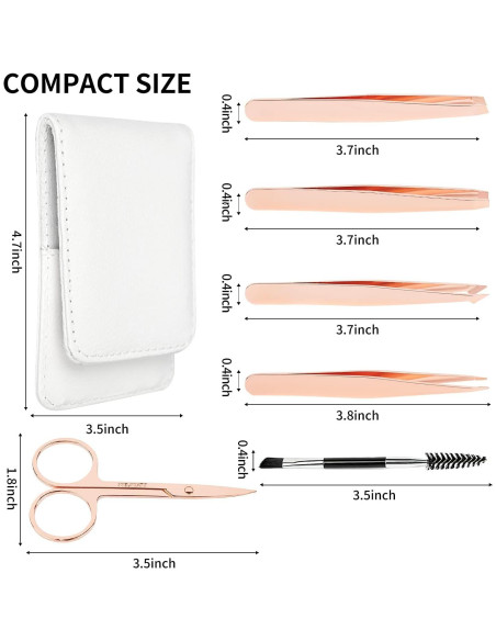 Kit de Pinzas de Cejas ACTROL Rosa Dorado 6 Piezas