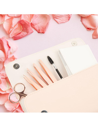 Kit de Pinzas de Cejas ACTROL Rosa Dorado 6 Piezas