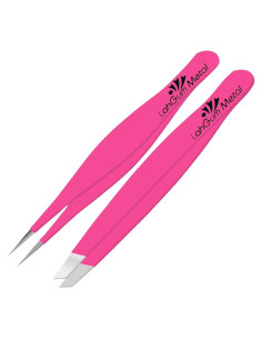 Pinzas de Precisión Rosa LahGum Metal para Vello Encarnado