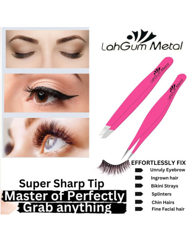Pinzas de Precisión Rosa LahGum Metal para Vello Encarnado