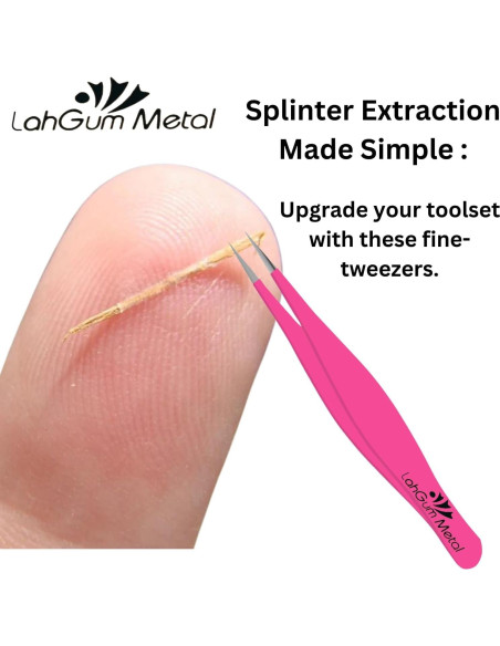 Pinzas de Precisión Rosa LahGum Metal para Vello Encarnado
