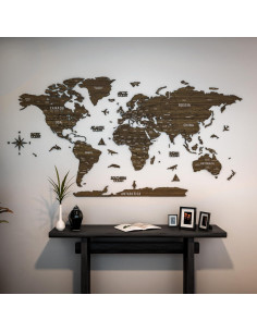 Mapa Mundial de Madera 3D Multicapa Betül 77.5x62.9 cm 2